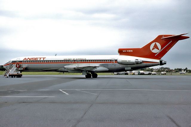 VH-RME — - ANSETT AIRLINES OF AUSTRALIA - BOEING 727-277 - REG : VH-RMN (CN 21695/1481) - ADELAIDE INTERNATIONAL SA. AUSTRALIA - YPAD 11/10/1979 35MM SLIDE CONVERSION USING A LIGHTBOX AND A NIKON L810 DIGITAL CAMERA IN THE MACRO MODE.