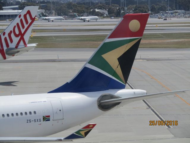 Airbus A340-300 (ZS-SXG) - South African Airways A340-300 tail at Perth Airport