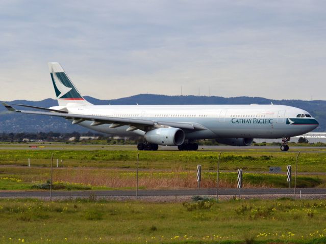 Airbus A330-300 (B-LAJ) - On taxi-way heading for take off on runway 05, for flight home to Hong Kong via Melbourne. Thursday 12th July 2012.