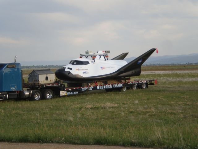 — — - Dream Chaser Space Shuttle in Colorado loading up after the Captive flight test
