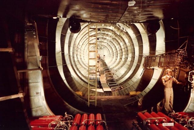 AMU37602 — - Hughes H-4 Hercules flying boat Spruce Goose, the largest airplane ever to fly. Made its only flight on November 2, 1947 with Howard Hughes at the controls. Photo shot in the early 1980s at Long Beach, California.