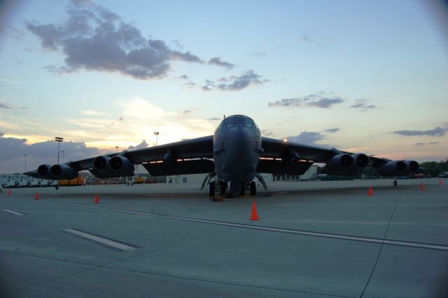 — — - B-52H, at sunset at KRFD. 189 wingspan!!