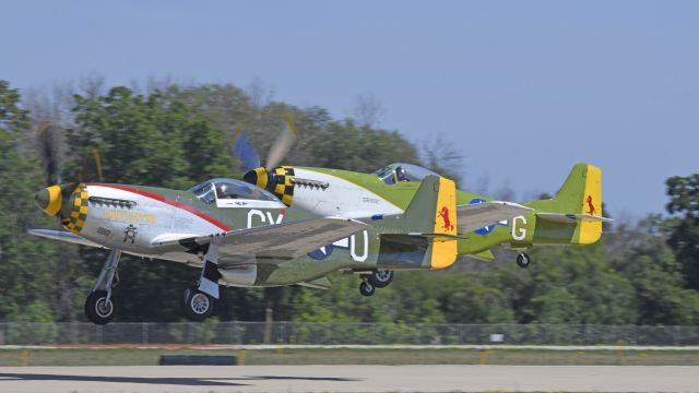 North American P-51 Mustang (N5428V) - Departing for a flight demo at AirVenture 2023