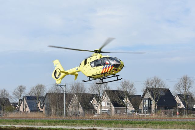 Eurocopter EC-635 (PH-HVB) - This photo is taken in Zwolle, after an emergency call. After the docter finished his work, the helicopter is departing here
