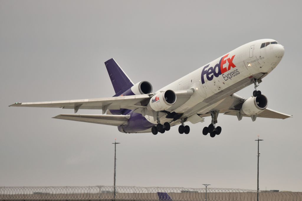 McDonnell Douglas DC-10 (N319FE) - Departing 23-L at IND on it's final flight to VCV.