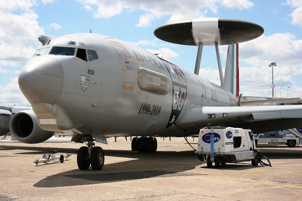 — — - The French Air Force E-3F AWACS Boing presented statically at Paris Le Bourget Air Show in June 2011.