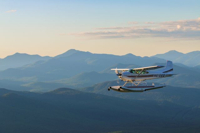 Cessna Skywagon (N61562) - Sunset over the Adirondack Mountains