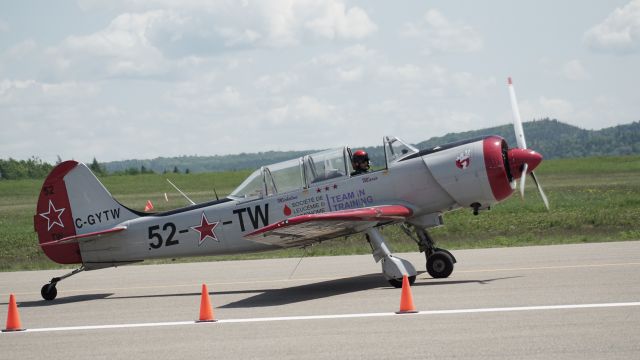 YAKOVLEV Yak-52 (C-GYTW) - Waiting for takeoff at Rimouskis Air Show, June 13th 2015.