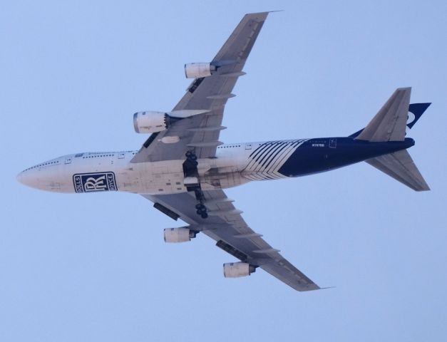 Boeing 747-200 (N787RR) - At about 12,000' and 267 kt per ADS-B.br /Lone Pine, California, March 6, 2020.br /Note partial landing gear deployment.