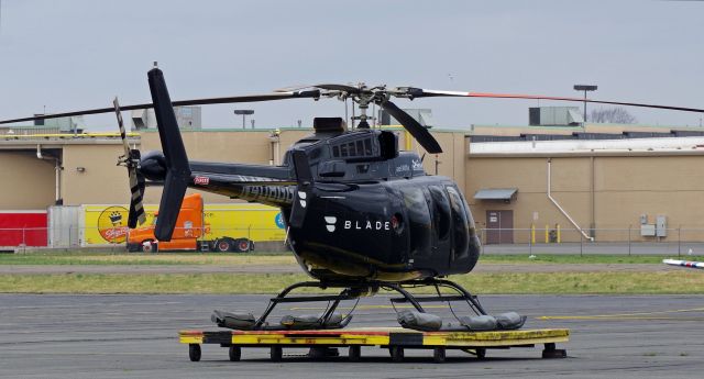 Bell 407 (N408GG) - LINDEN AIRPORT-LINDEN, NEW JERSEY, USA-MARCH 31, 2022: A helicopter operated for the Blade Company is seen by RF at Linden Airport.