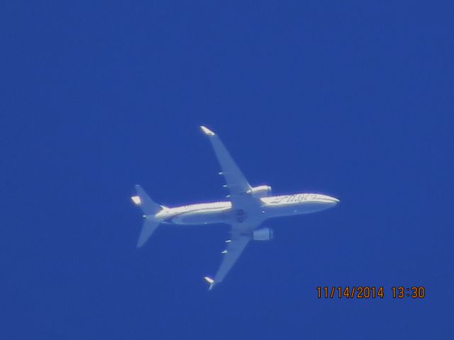 Boeing 737-800 (N528AS) - Alaska Airlines flight 774 from SEA to TPA over Baxter Springs Kansas (78KS) at 33,000 feet.