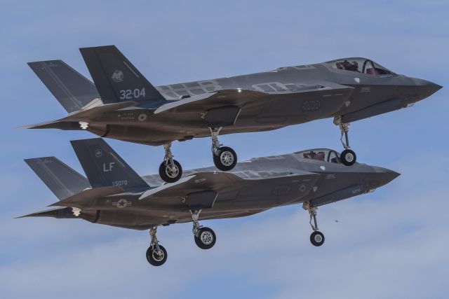 Lockheed F-35C (MM7335) - Italian AF F-35A doing some pattern work with his Instructor.