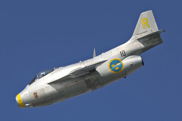 — — - Saab J29 over Jersey Channel Islands Sept 2012 - RAF Battle of Britain Display 2012