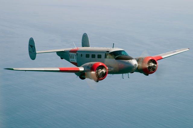 N1801D — - A Beechcraft D-18S painted as a C-45 over the ocean en route to Catalina island here in southern California.