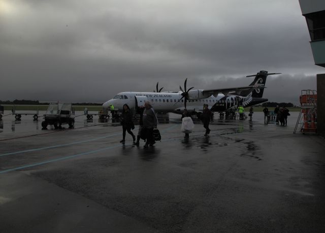 ATR ATR-72 (ZK-MVB) - ATR 72-600 unloads at Invercargill, New Zealand after arriving (runway 22)with flight NZM5005 from Christchurch. 13.35 4th June 2015.