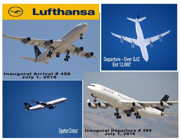 Airbus A340-300 (D-AIGV) - Inaugural Lufthansa service between Frankfurt,Germany (FRA) and San Jose, California (SJC) 07-01-2016 