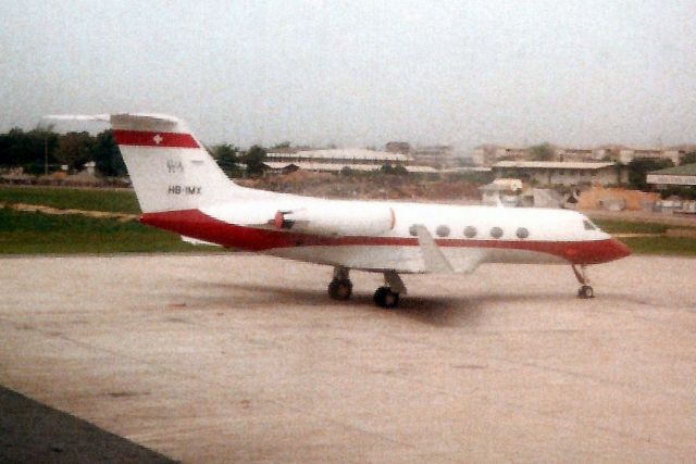 Gulfstream Aerospace Gulfstream 3 (HB-IMX) - Seen here in Jun-87.br /br /Reregistered N117MS 14-Feb-98,br /then N717MS 19-May-07,br /then N456BE 13-Oct-07.