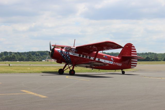 Antonov An-2 (D-FKMB) - Visiting the open-air cafe at Mülheim-Essen airport, June 2017.