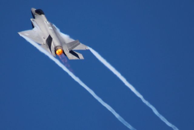 Lockheed F-35C (N713JT) - Eglin AFB FL F-35 on spectacular climb departing Volk Field Wisconsin Aug '22