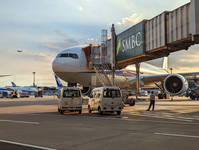 BOEING 777-300ER (JA793A) - 793A resting as the sun sets after a long flight from San Francisco