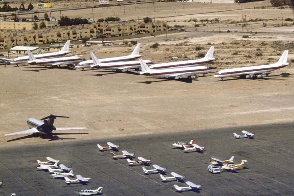 McDonnell Douglas Jet Trader — - ex United DC-8s parked at McCarran in 1986