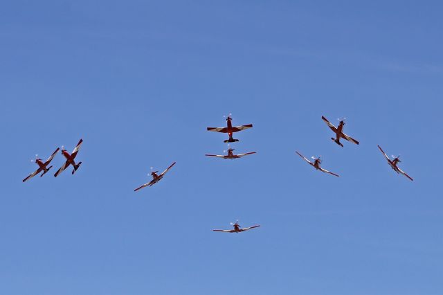 HAWKER DE HAVILLAND PC-9 — - A 9 bird bomb burst at a graduation fly over at Pearce Western Australia March 2019