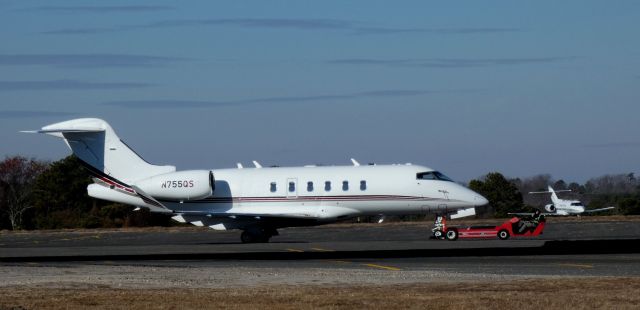 Canadair Challenger 350 (N755QS) - Towed to parking is this 2018 Bombardier Challenger 350 in the Autumn of 2024.