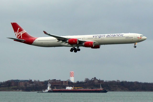 Airbus A340-600 (G-VBUG) - Virgin 11 Bravo arriving from London