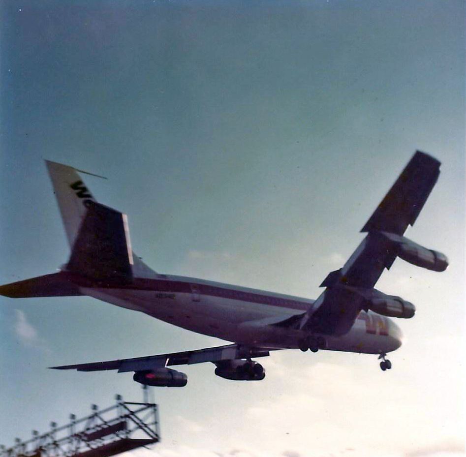 Boeing 720 (UNKNOWN) - I've been an aircraft spotter/photographer since I was twelve years old. Here's one of my early images taken way back in 1973. Camera, Kodak X-15 instamatic.