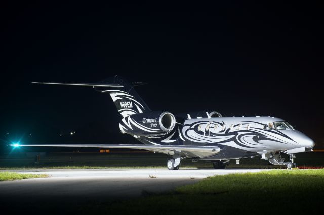 Cessna Citation X (N80EM) - "Tempus Fugit" on the ramp shortly before a nighttime departure from the Space Coast on November 15, 2020.