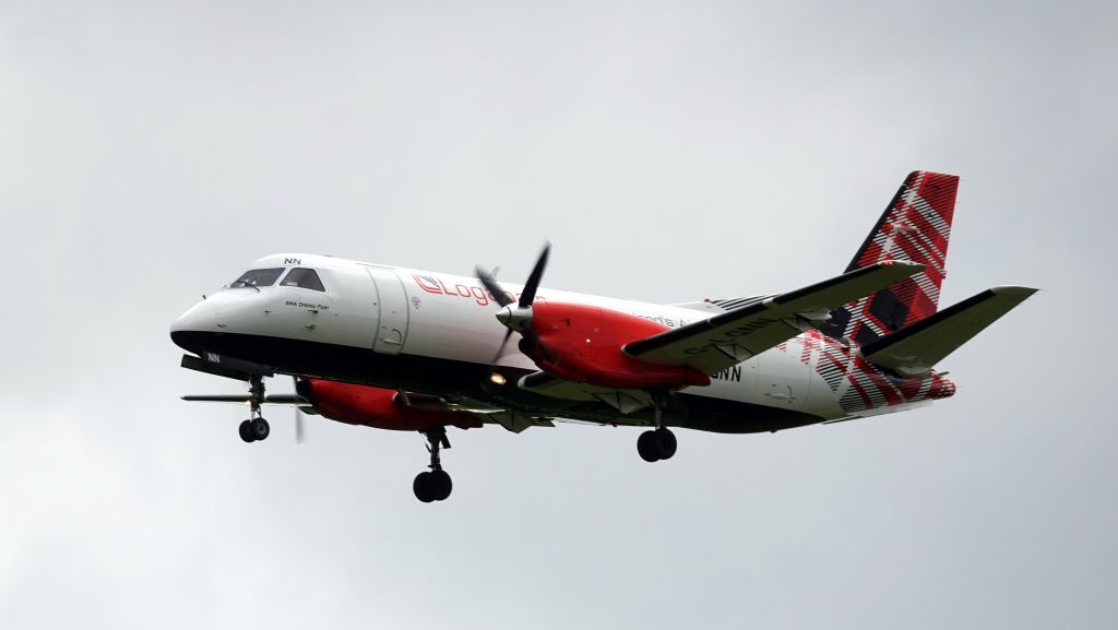 G-LGNN — - G-LGNN approaches Kirkwall airport on a scheduled flight from Sumburgh.