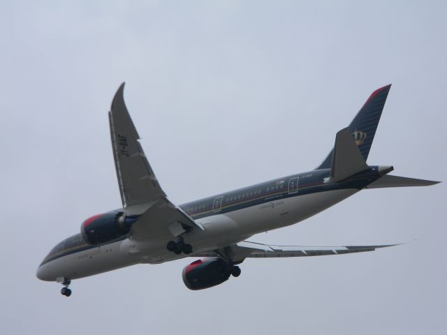 Boeing 787-8 (JY-BAF) - Gloomy day in Detroit, Boeing 787-8, JY-BAF, Royal Jordanian 267 landing at KDTW runway 21L, 15-Dec-2014