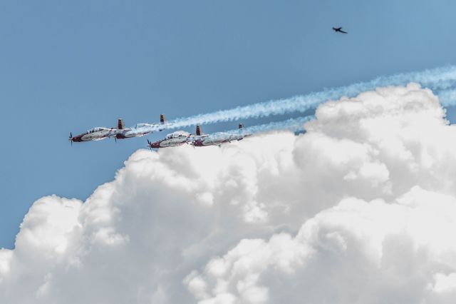 HAWKER DE HAVILLAND PC-9 (N400) - Israeli Air Force Aerobatic team during Israel 69th Independence day airshow over Jerusalem. 