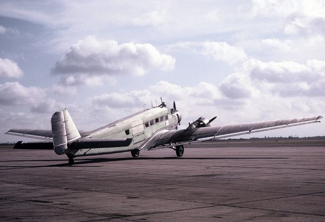 N99059 — - This JU-52 had just arrived from England and is seen on the ramp at the Commemorative Air Force.