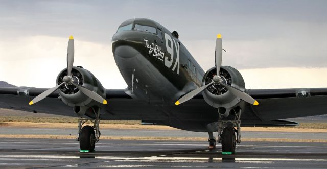 N534BE — - The Texas Flying Legends Museum's "The Duchess Of Dakota," a Douglas XC-53A Skytrooper (N534BE, ex USAAF 42-6480, ex N69032, ex N48CG, ex C-FWGO, ex 8P-WGO, ex N603MC), is captured here on the Reno Stead Airport ramp shortly after a rain shower.