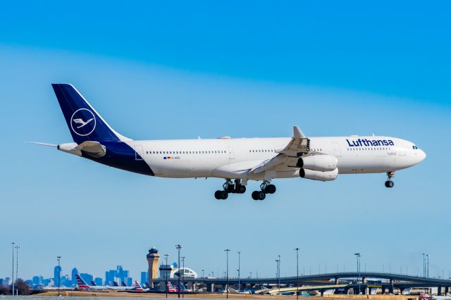 Airbus A340-300 (D-AIGU) - Lufthansa A340-300 landing at DFW on 12/25/22. Taken with a Canon R7 and Tamron 70-200 G2 lens.