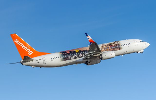 Boeing 737-800 (OK-TVU) - Sunwing 20 blasts off runway 06L bound for Fort Lauderdale