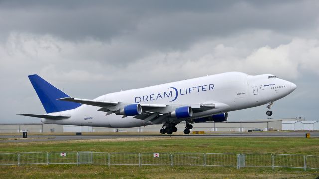 Boeing Dreamlifter (N780BA) - GTI4512 on rotation from Rwy 16R beginning a flight to RJGG/NGO on 7/5/16. (ln 778 / cn 24310).