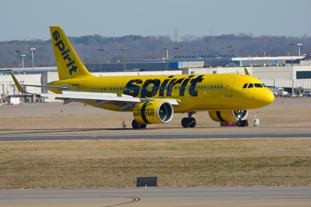 Airbus A320 (N913NK) - Landing roll with spoilers and reverse thrust at Nashville on 01/08/2020.