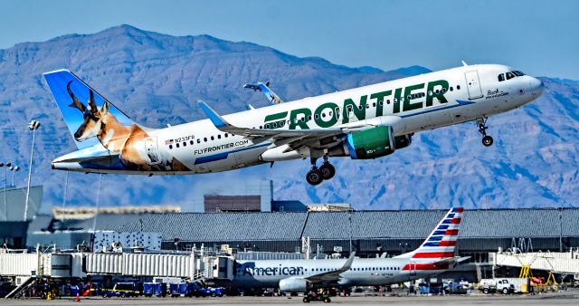 Airbus A320 (N233FR) - N233FR Frontier Airlines Airbus A320-214 s/n 7095 "Buck The Pronghorn" - Delivered 2016 br /br /Las Vegas - McCarran International Airport (LAS / KLAS)br /USA - Nevada March 24, 2017br /Photo: Tomás Del Coro