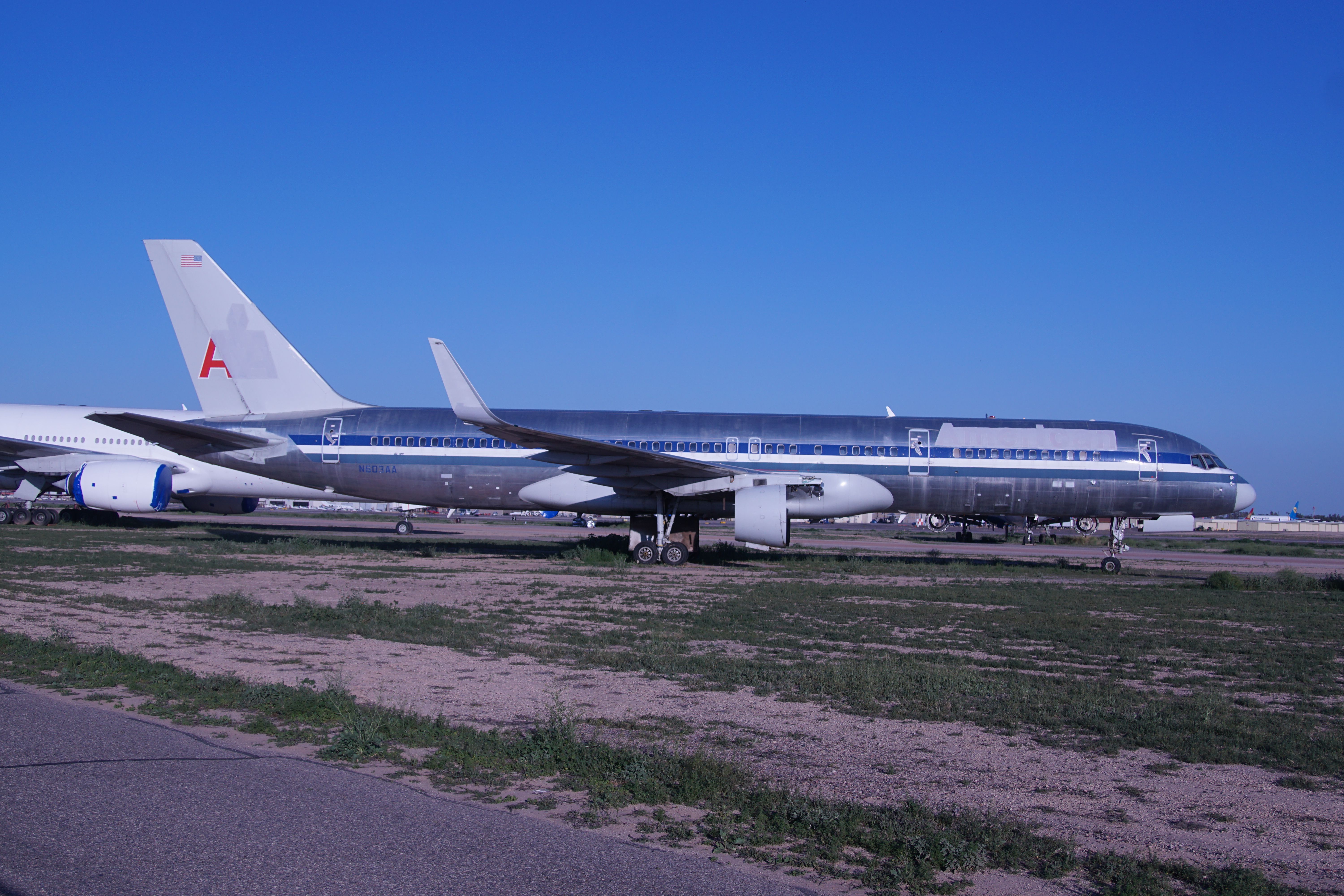 Boeing 757-200 (N603AA) - Retired American Airlines Boeing 757-200 awaiting its turn to be converted to a freighter.   Photographed at Goodyear AZ on February 19th 2020.