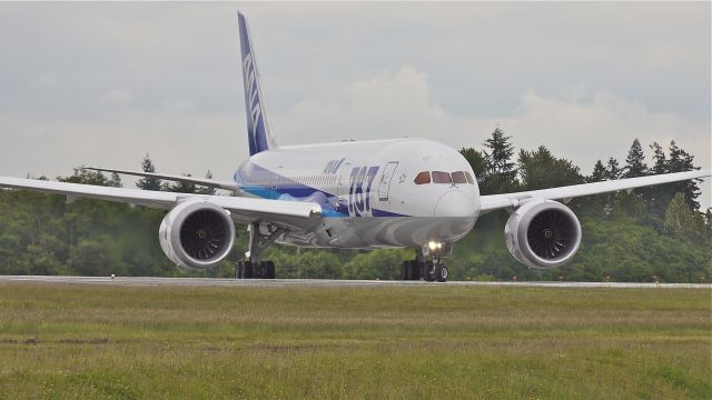 Boeing 787-8 (JA810A) - BOE507 (LN:48) taxis onto runway 34L to depart for a test flight on 6/14/12.