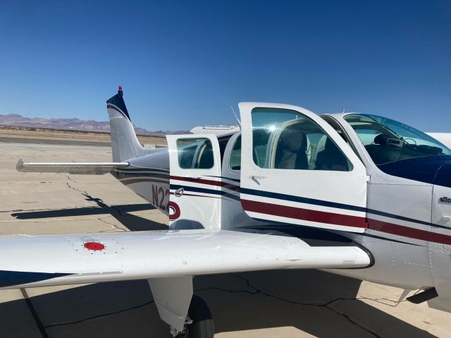 Beechcraft Bonanza (36) (N220RP) - N220RP being refueled at Blythe airport.