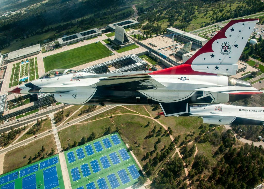 Lockheed F-16 Fighting Falcon — - NOT MY PHOTO taken by a thunder-birds pilot while flying over the USAF academy Colorado springs Colorado 