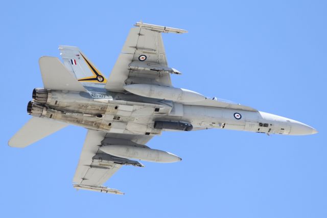 McDonnell Douglas FA-18 Hornet (A21107) - F/A-18 Classic Hornet departs runway 19, Townsville Airport.