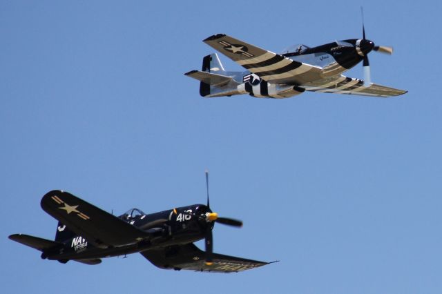 North American P-51 Mustang — - P-51 and Corsair flying in formation at 2019 Beaufort Airshow!