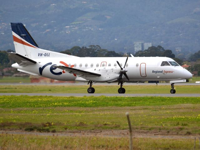 Saab 340 (VH-OLL) - On taxi-way for take off on runway 05. Thursday 12th July 2012.