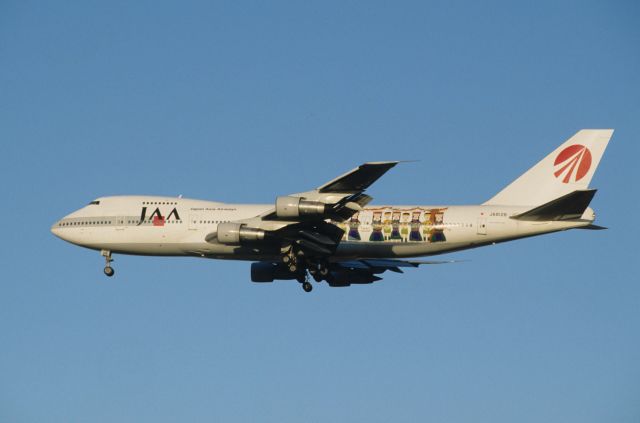 BOEING 747-100 (JA8128) - Final Approach to Narita Intl Airport Rwy34L on 1997/01/26 " Naruwan c/s "