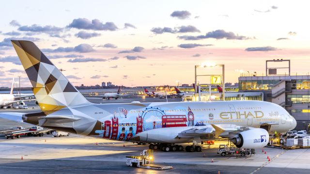 Airbus A380-800 (A6-APE) - Etihad A380 from Room 920 of the TWA Hotel at JFK