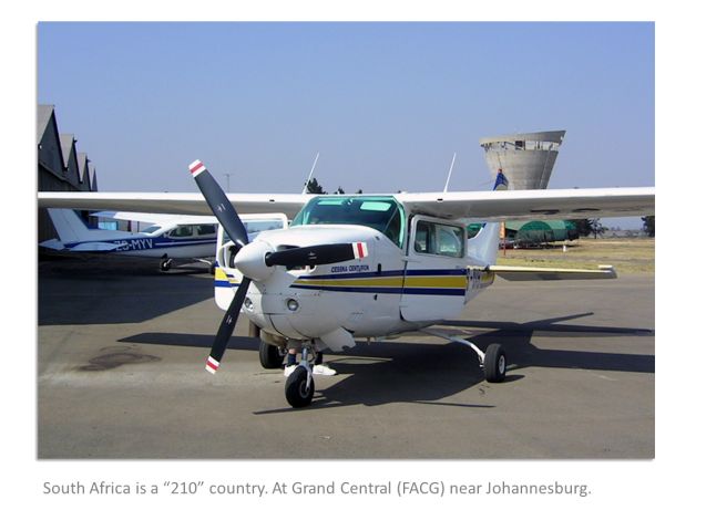 Cessna Centurion (ZS-MVY) - At Grand Central airport, South Africa.